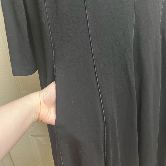 Lafayette 148 Black Jersey Knit Fit and Flare Mock Neck 3/4 Sleeve Dress SZ XL - Picture 5 of 5